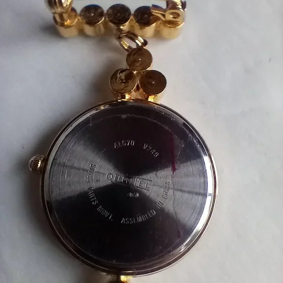 Bright and Shining Gold Tone Quintel Rhinestone Brooch Watch - Picture 5 of 5